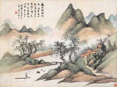 徐行敏 1906年作 山水图 镜心